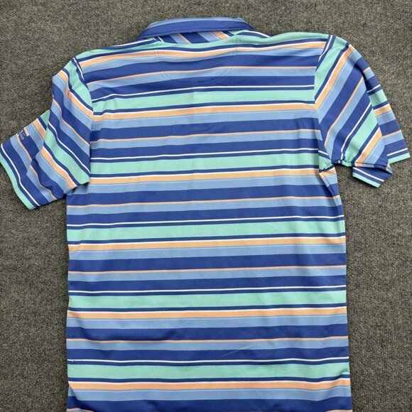 F&G Tech Polo Shirt Mens XL Blue Stripe The Madison Club Golf Performance - Picture 6 of 6